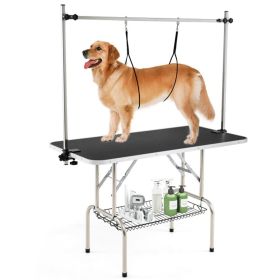 Foldable Pet Grooming Table with Adjustable H-shaped Arms, 330 LBS Capacity for Small-Large Dogs