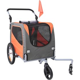 Dog Bike Trailer, Supports up to 66 lbs, 2-in-1 Pet Stroller Cart Bicycle Carrier, Easy Folding Cart Frame with Quick Release Wheels
