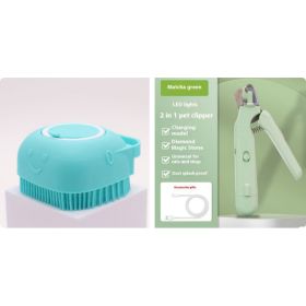 2 In 1 Pet Nail Clippers With Led Light Dog Cat Special Blood Line Scissors Multifunction Animals Paw Nail Trimmer Pet Supplies (Option: Green set)