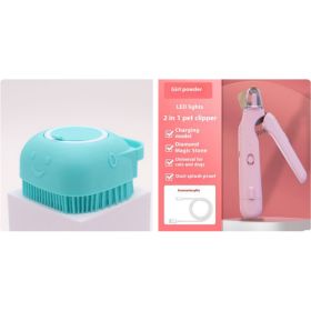 2 In 1 Pet Nail Clippers With Led Light Dog Cat Special Blood Line Scissors Multifunction Animals Paw Nail Trimmer Pet Supplies (Option: Pink set)