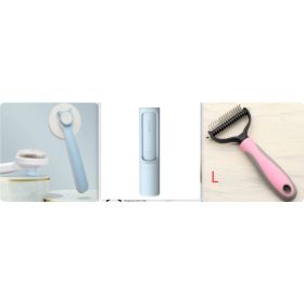 Pet Long-haired Dogknot Comb Double-sided Blade Dog (Option: Pink set2-L)